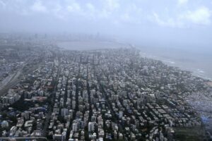 An aerial view of Mumbai, India.