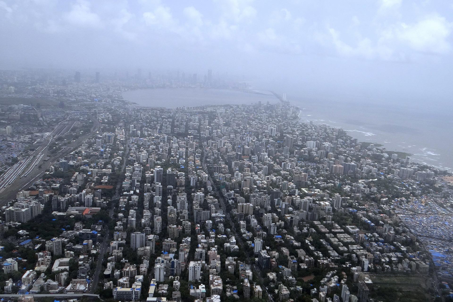 An aerial view of Mumbai, India.